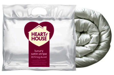 Heart of House Luxury Satin Stripe 10.5 Tog Duvet - Kingsize